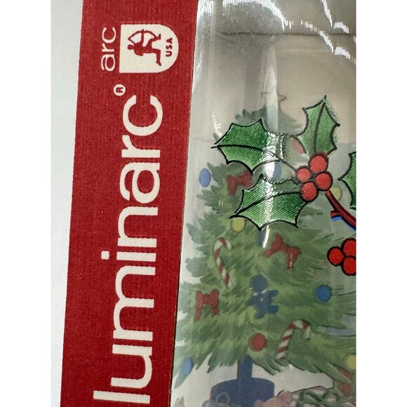 Luminarc Noel Christmas Tree Gifts Set 4 Glass Tumblers 16 oz New Vintage Stock - Picture 6 of 7